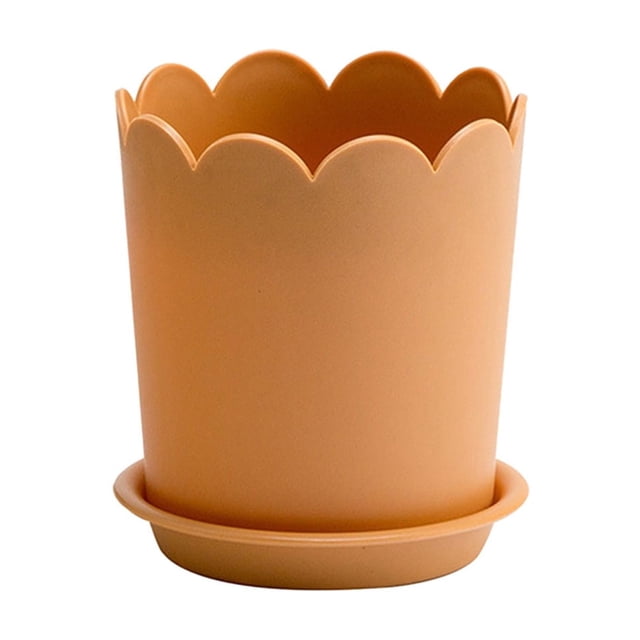 Petals Mouth Resin Flower Pot With Bottom Drag Thickened Plastic Frosted Flower Pot Home Planting Pot Suitable For Most Plants