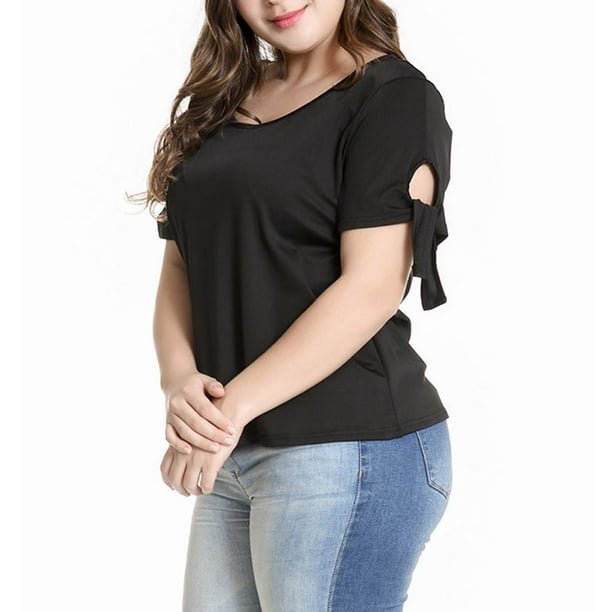 Camiseta de Talla Grande para Mujer Perfecl Clásica Puño de Agujero 1XL