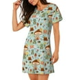thumbnail image 2 of Naloa Mushroom House Insect Frog Print Women Nightgowns,Womens Loungewear,Short Sleeve Sleepwear,Comfy Ladies Nightdress, 2 of 6