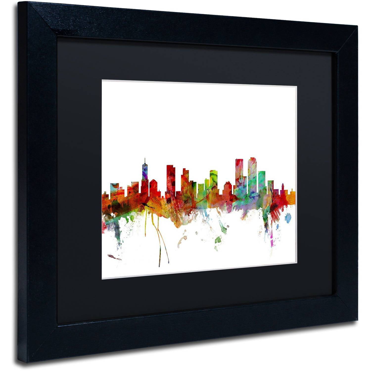 Trademark Fine Art 'Denver Colorado Skyline' Canvas Art by Michael Tompsett, Black Matte, Black Frame