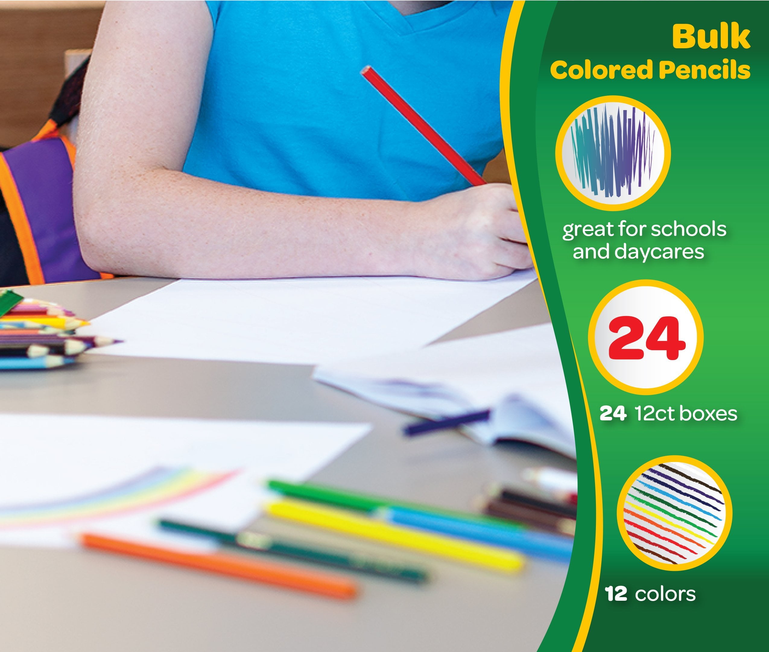 Crayola Colored Pencils 12 Each (Pack of 24), Pre-sharpened, Assorted Colors
