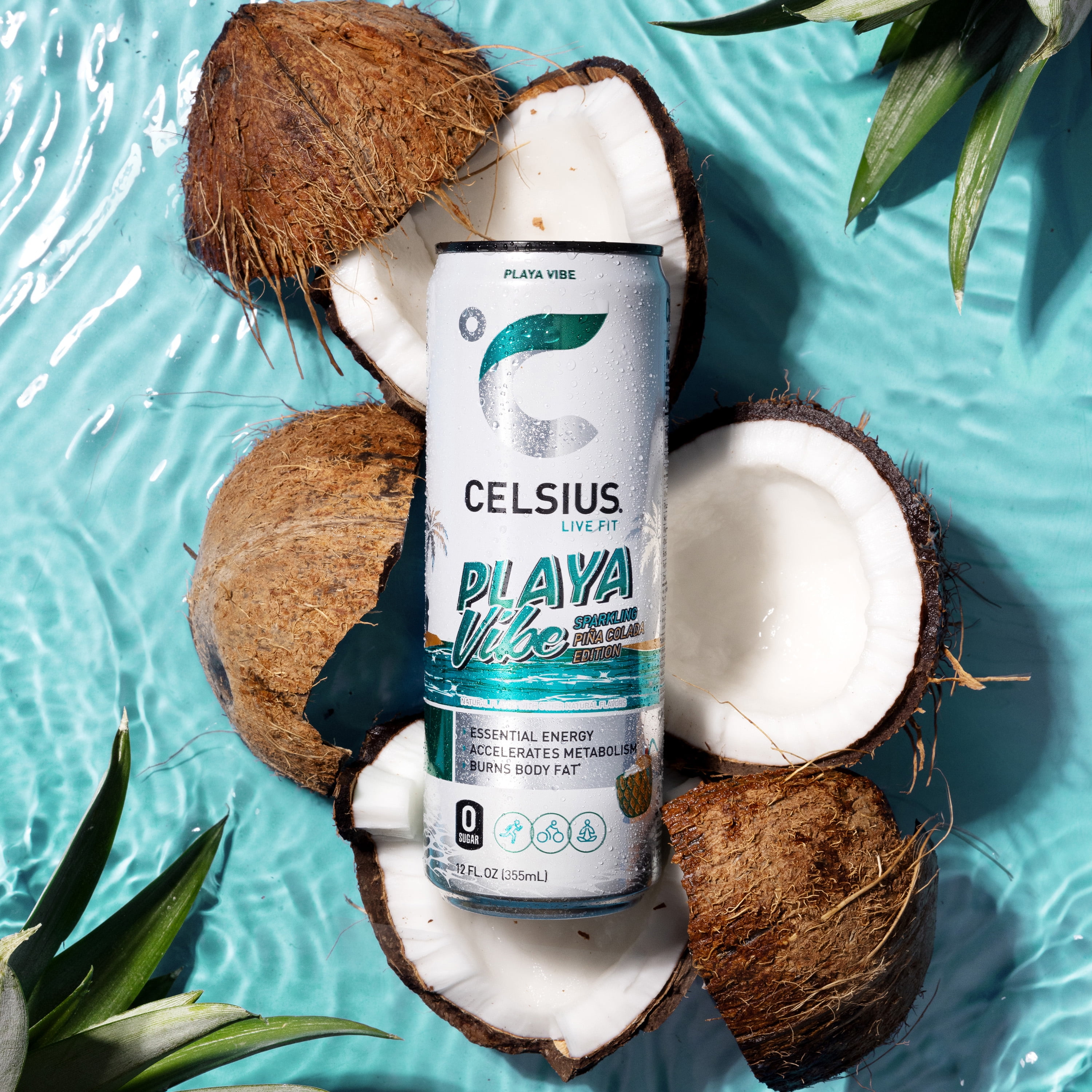 CELSIUS Sparkling Playa Vibe, Functional Energy Drink 12 fl oz (Pack of 12)