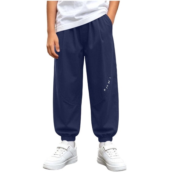 ZGRBOU Boys Baggy Sweatpants High Waisted Fleece Cotton Sweat Pants Casual Elastic Waist Jogger Pants with Pockets