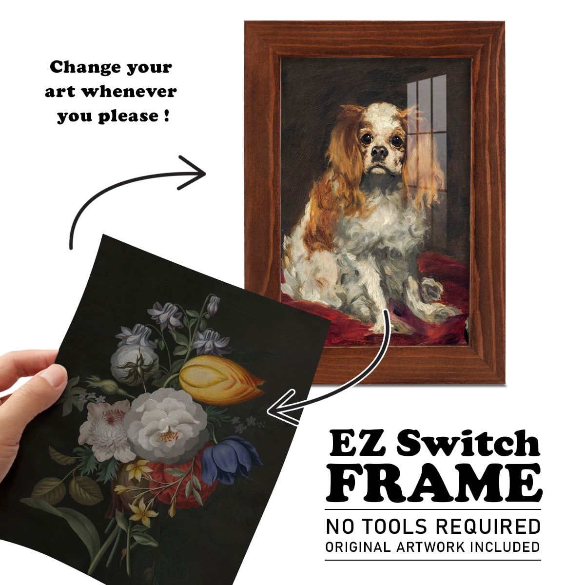 Dramatic Bouquet III -Framed Print w/glass-Chestnut