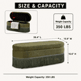 thumbnail image 2 of Aukfa Oval Storage Ottoman Bench with Tassel Trim, Upholstered End of Bed Bench with Hidden Storage, Metal Legs,Green, 2 of 7