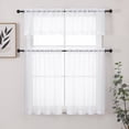 thumbnail image 3 of Chyhomenyc White Sheer Valances for Windows for Living Room, Light Filtering Solid Small Kitchen Valance Curtains, Short Voile Topper Window Treatment for Bathroom, Each 42"W x 14"L Inches, 2PCS, 3 of 8
