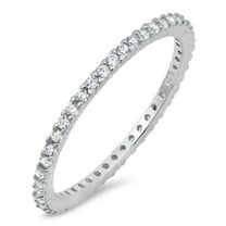 CHOOSE YOUR COLOR Sterling Silver Eternity Band Clear CZ Thin 2mm Ring Stackable White Female Size 7