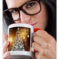 thumbnail image 2 of 3drose, Image of Joyeux Noel with White Tree and Snowflakes on Satiny Gold, 11oz Two-tone Red Mug, 2 of 6
