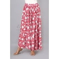 thumbnail image 2 of Women Red Cotton Soft Maxi Skirt, Flowy Boho Style White Floral Hand Block Print with Elastic Waist, XS, 2 of 6