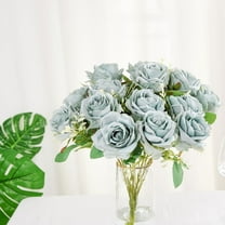 Efavormart 2 Pack | 18" Dusty Blue Artificial Silk Rose Bouquet Faux Flower