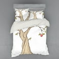 thumbnail image 2 of Ambesonne Cartoon Bedding Set 3 Pcs, Apple Tree with Leaves Art, Twin XL, Beige Green Coral, 2 of 3