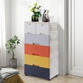 thumbnail image 4 of 5 Tier Storage Cabinet Plastic Storage Cabinet with 6 Drawers Lockable Vertical Clothes Storage Cabinet with Wheels Home Offince Storage Cabinet for Bedroom (Morandi,13.8"D x 19.7"W x 40.2"H), 4 of 7