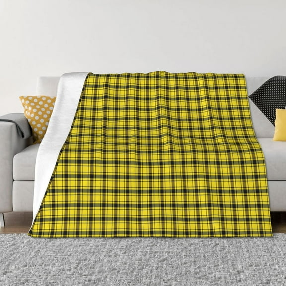 Rateoe Yellow Checkered Plaid Pattern Flannel Throw Blanket, Ultra-soft Blanket for Bed, Couch, Car, Hypoallergenic Anti-pilling blanket-40"x30"(Horizontal)