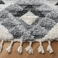 thumbnail image 3 of SAFAVIEH Moroccan Tassel Larry Geometric Shag Area Rug, Ivory/Grey, 5'3" x 5'3" Round, 3 of 7