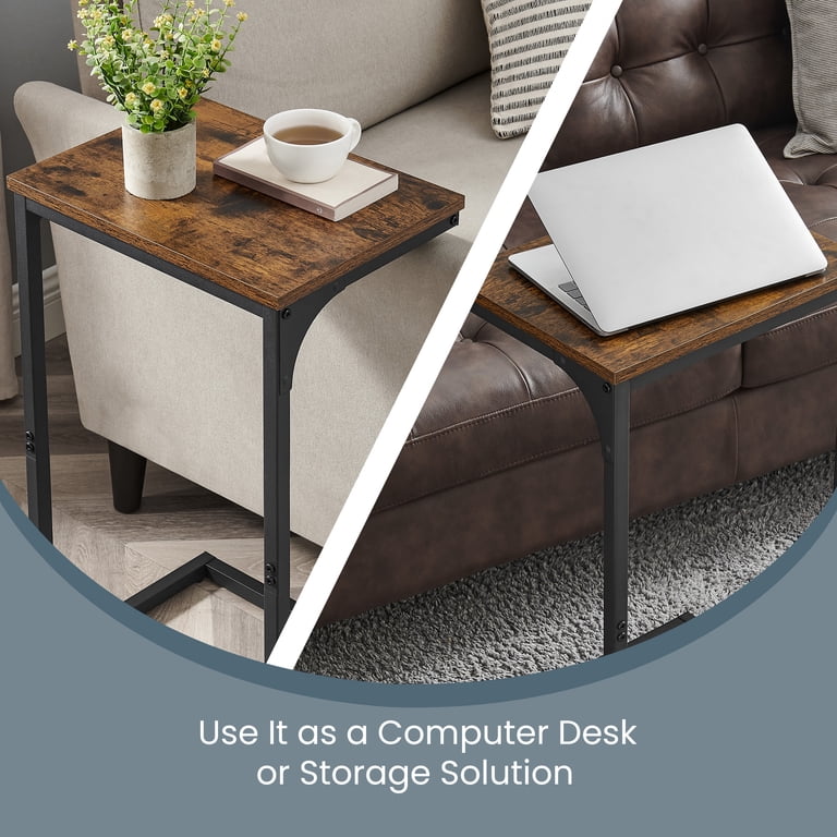 Ledrem C-Shaped Slim Side Table, Rustic Brown photo 5