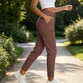 thumbnail image 4 of Hulanddfd Womens Pants High Waist Cargo Trousers, Olive Button Fly Straight Leg Pants with Pockets, Casual 9/38 Length Bottoms, 4 of 6