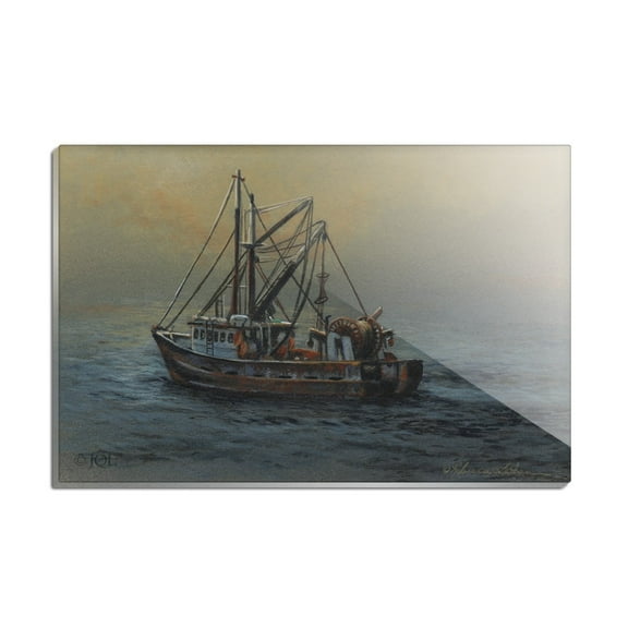 Fishing Boat Ocean Mist Rectangle Acrylic Fridge Refrigerator Magnet