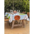 thumbnail image 2 of Outdoor Tablecloth with Umbrella Hole and Zipper, Blue Balls Rectangle Table Cloth 60x120 Inch Waterproof Tablecloth, Baseball Tennis Basketball Football Picnic Table Cover for Patio Camping, 2 of 7