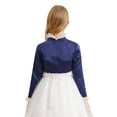 thumbnail image 3 of iixpin Kids Girls Long Sleeve Satin Bolero Shrug Ruffled Short Cardigan Flower Girl Dress Cover Up Navy Blue 8, 3 of 7