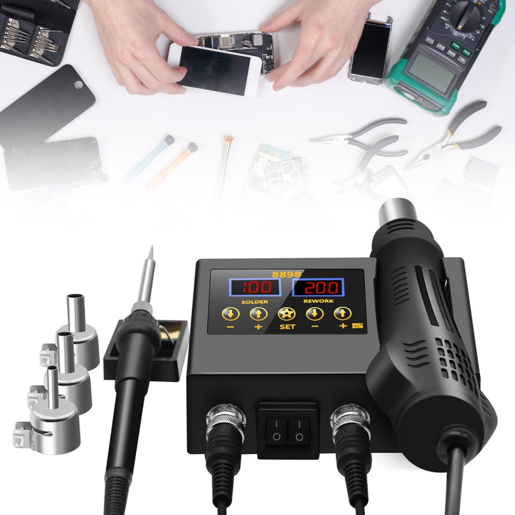 MOMOJIA Hot Air Rework Soldering Station With Heat Guns Set Temperature LED Screen Display For Electronics Repair Accessories