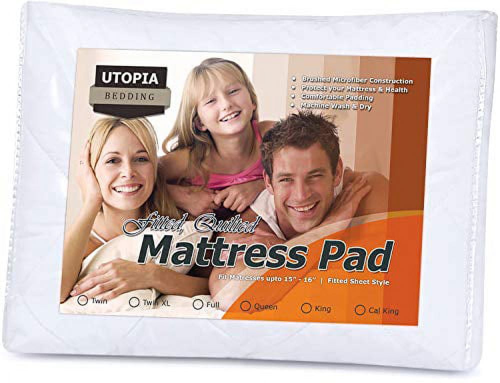  Utopia Bedding King Mattress Pad, Quilted Fitted Premium Mattress  Protector, Deep Pocket Mattress Cover Stretches up to 16 Inches, Fluffy  Pillow Top Mattress Topper (78x80 Inches, White) : Home & Kitchen