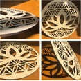 thumbnail image 5 of Laser Cut Wooden Wall Sculpture Torus Wall Art Home Decor Meditation Symbol Hanging Artwork Flat Round with Lotus and Flower of Life BurlyWood 31x0.6cm Wood, 5 of 6