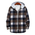 thumbnail image 2 of Deals LYXSSBYX Long Sleeve Shirts for Men Men Casual Patchwork Fashion Plaid Hooded Button Long Sleeve Shirt Blouse, 2 of 9