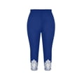 thumbnail image 2 of Lace Patchwork Summer Beach Pants Casual Trendy Summer Seamless Beach Painted Solid Yoga Capri Leggings for Beach Vacation, 2 of 5