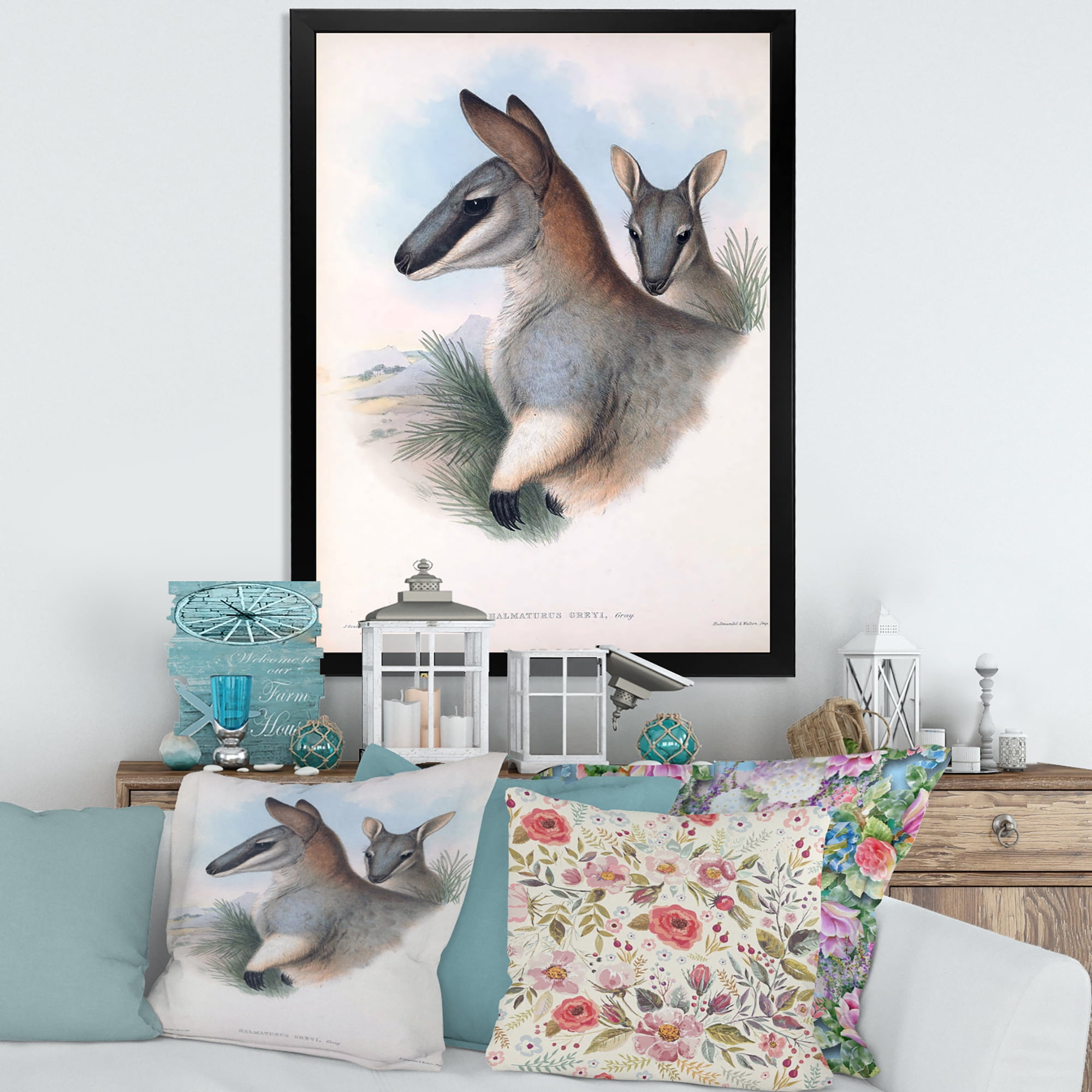 Designart 'Ancient Kangaroo' Farmhouse Framed Art Print