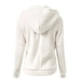 thumbnail image 3 of TQWQT Fleece Jacket Women with Hood Plus Size Full Zip Long Sleeve Sherpa Hoodie Fuzzy Fleece Jacket Oversized Fluffy Coat White M, 3 of 4
