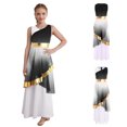 thumbnail image 2 of Aislor Praise Dance Dress for Girls Metallic Gradient Block Liturgical Dancewear Full Length Worship Robe Tunic Black 8, 2 of 7