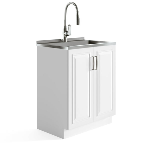 Simpli Home Darwin All-in-One 28-inch Utility Sink & Cabinet