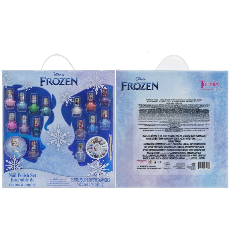 Townley Girl Disney Frozen Non-Toxic Water Based Peel-Off Nail Polish Set  with Glittery and Opaque Colors for Girls, Kids & Teens Ages 3+, Perfect  for Parties, Sleepovers and Makeovers, 18 Pcs