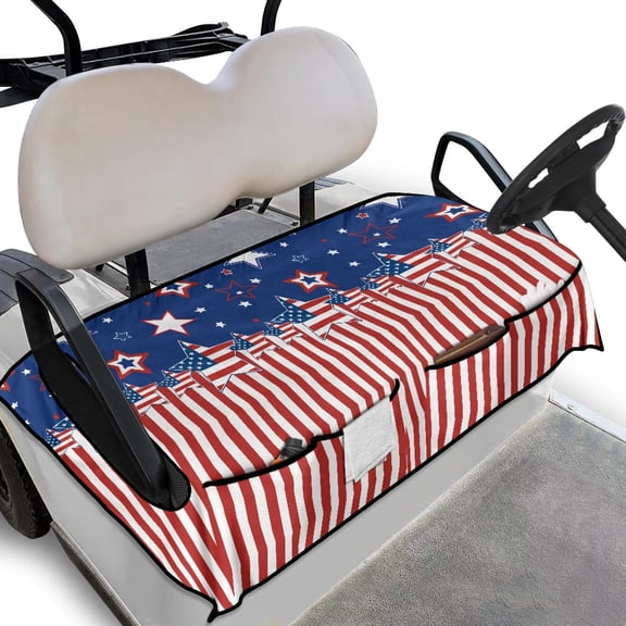 Whosucclay American Flag Star Design Golf Cart Seat Towel Blanket, Anti‑Fade Golf Cart Seat Cover Wear-Resistant Golf Cart Seat Protector for More 2 Person Seats