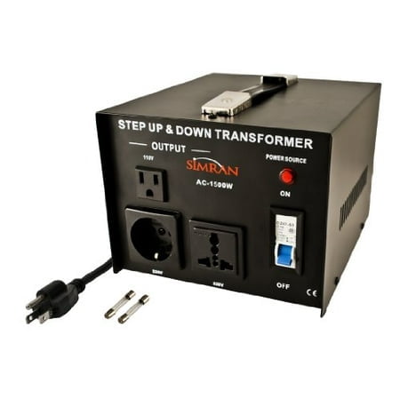 Simran Convertisseur de Puissance AC-1500 Tension Transformateur Bascule 110 Volts 220 Volts, 1500 Watts, Noir