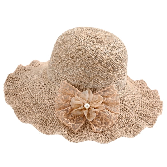 KoiLife Sun Hats for Women Beach Hat Floppy Straw Hat Foldable Straw Hat Large Brim Hat Brim Length 4" Khaki Timeless Sun Protector for Beach & Summer Adventures