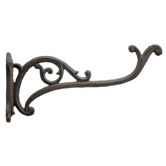Decorative Plant Hanger Curly Vine Brown Heavy Duty Cast Iron 10" Deep