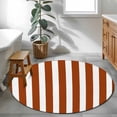 thumbnail image 4 of Burnt Orange Stripe Large Area Rugs for Bedroom Living Room, Soft Non Slip Carpet Bedside Rug, Farmhouse Striped Abstract Art Round Floor Cover Kitchen Accent Rug 3.3' for Dining Room/Office, 4 of 9