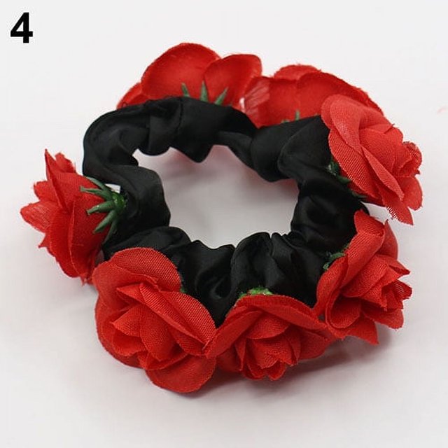 Mode Femmes de Luxe Floral Fleur Bun Bandeau Guirlande de Mariage Bande de Scrunchie