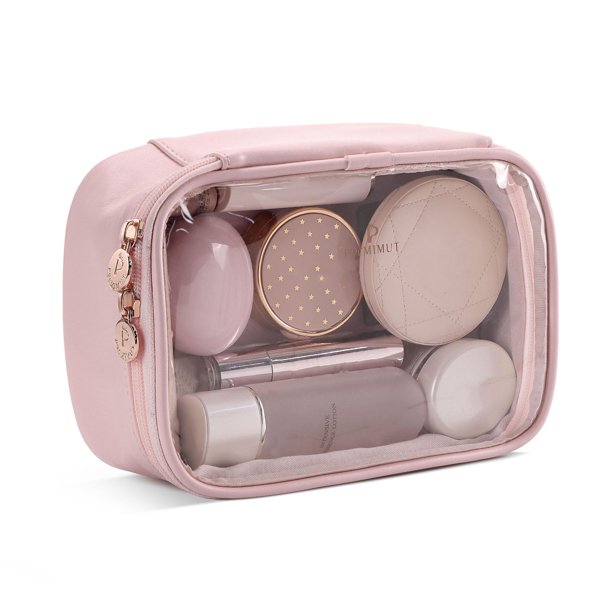 Pocmimut Bolsa De Maquillaje Pequeña Bolsa De Maquillaje Transparente Organizador Bolsa De Cosas Linda Bolsa De Aseo Compacta De Viaje Bolsa De Coche Para Artículos Esenciales De Viaje Rosa