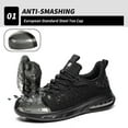 thumbnail image 2 of Furuian Men's Slip Resistant Steel Toe Work Sneakers, Black, 6 Women/4.5 Men, 2 of 6