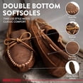 thumbnail image 4 of Minnetonka Men's Suede Moccasin Slippers, Double Bottom Soft Leather Sole Slip-on, Brown Ruff, 7 W, 4 of 6
