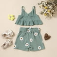 thumbnail image 4 of Sngxgn Girl's 2 Piece Outfits Button Front Long Sleeve and Shorts Set(Green,90), 4 of 7
