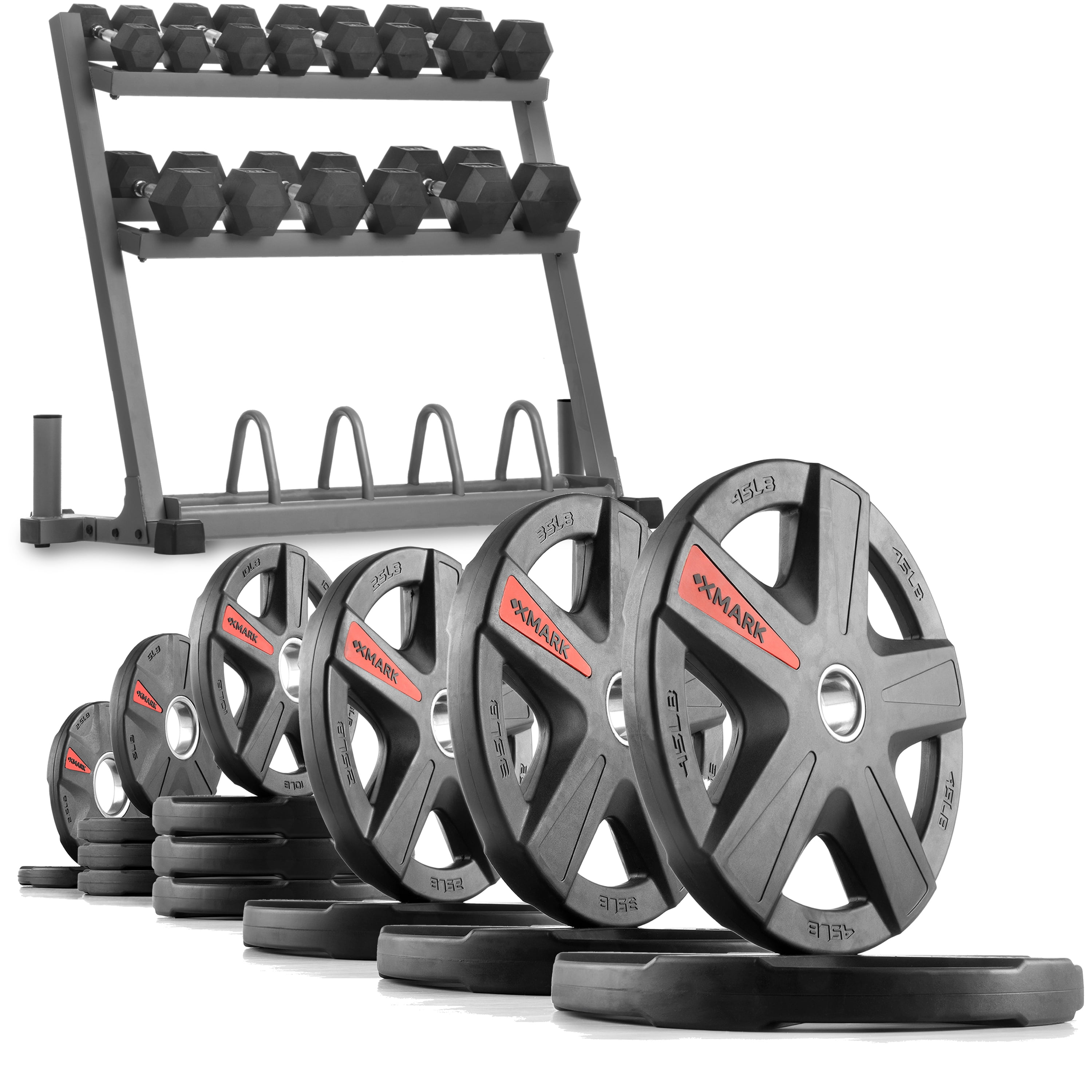 XMark POWERRACK DLX II, AllinOne Dumbbell, Plate and Bar Storage