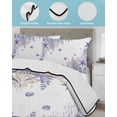 thumbnail image 4 of Quilts King Size Bedding Set, Purple Coastal Lightweight Quilted Comforter, Summer Beach Nautical Coral Starfish Soft Reversible Bedspread Coverlet with Pillow Covers for All Season, 96" x 106", 4 of 7