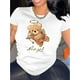 thumbnail image 1 of Camiseta de mujer Trajes de verano Traje Camiseta de cuello redondo para viajes de compras deportivas ﻿1pc Angel Bear Print Women'S Casual Crew Neck T-Shirt, Polyester Knit Fabric, Medium Stretch,, 1 of 6