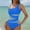 Blue, variant on Buigttklop Swimsuit for Women 2025 Plus Size,Women Solid Color Sexy Backless Strap Bikini Swimsuit