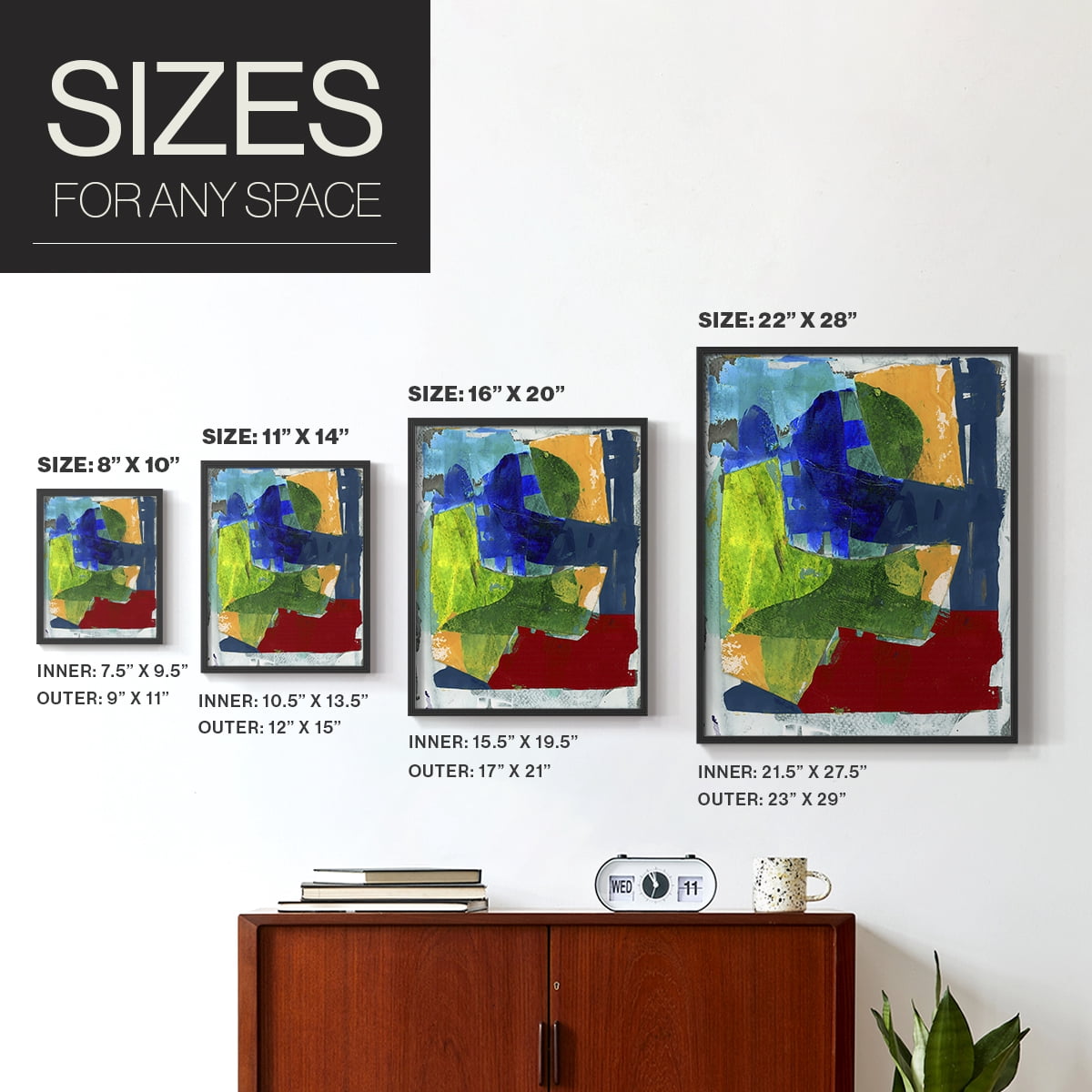 Brights Strokes II Framed Print in Black Solid Wood Framed Print No Nail Hanging
