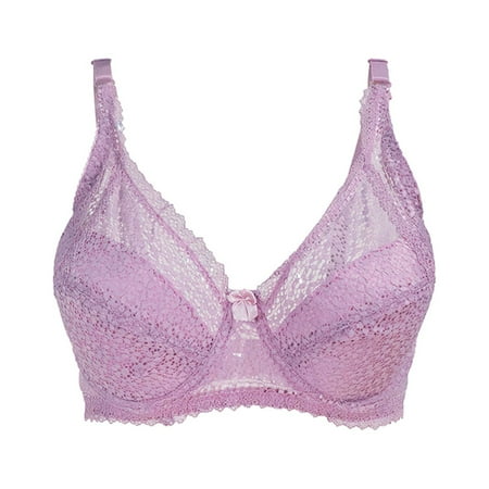 JSGEK Underwire Comfort Breathable Push up Plunge Lightly Lined Bra for Women Trendy Fashion Clearance Plus Size Lace Bra Pink L Bra for Ladies