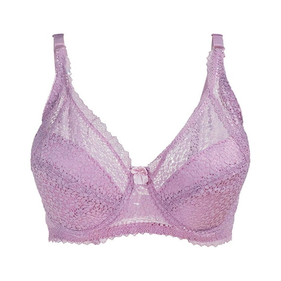 Bigersell Padded Bra With Straps Womens Solid Lace Lingerie Bras Underwear Bralette Bras Comfortable Bra Women's Plus Size Wirefree Bra With Support, Style 9532, 40D